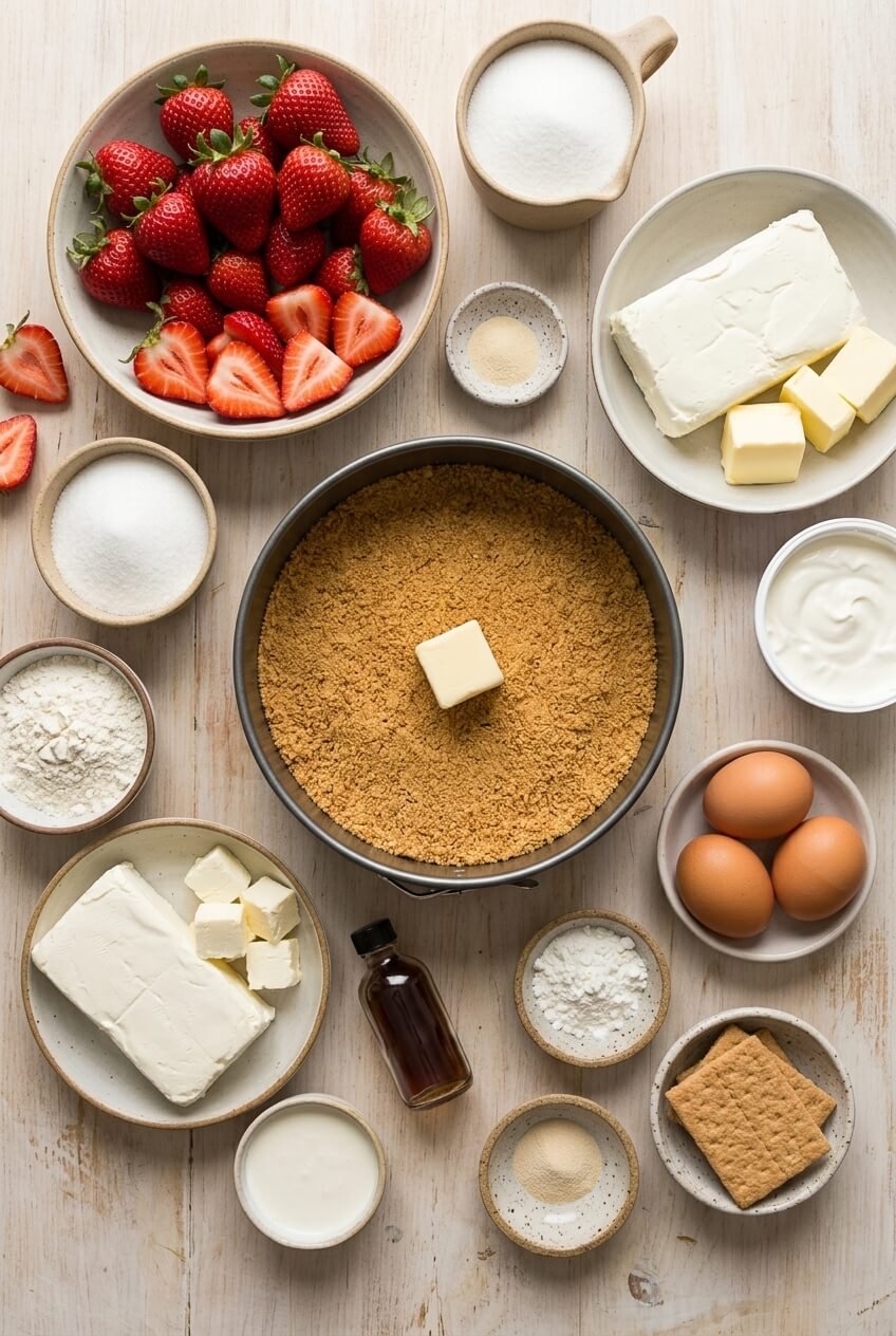 ingredients for Strawberry Cheesecake