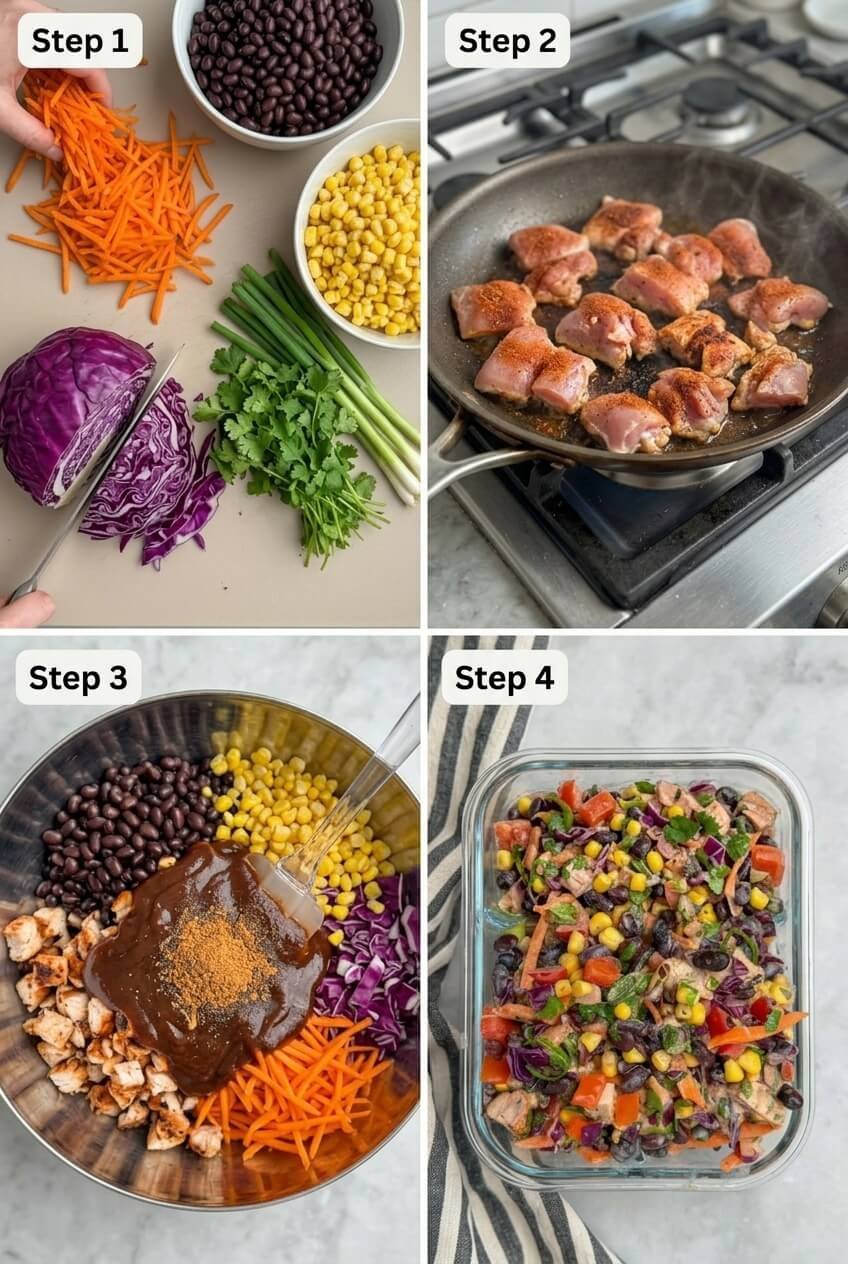 cooking BBQ Chicken Dense Bean Salad step by step