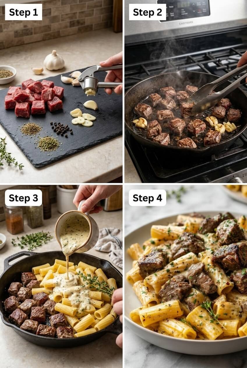 cooking Garlic Steak Dinner step by step