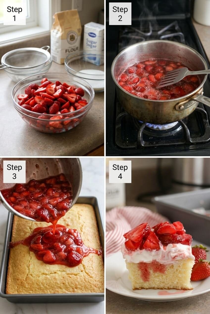 cooking Strawberry Shortcake Cake step by step