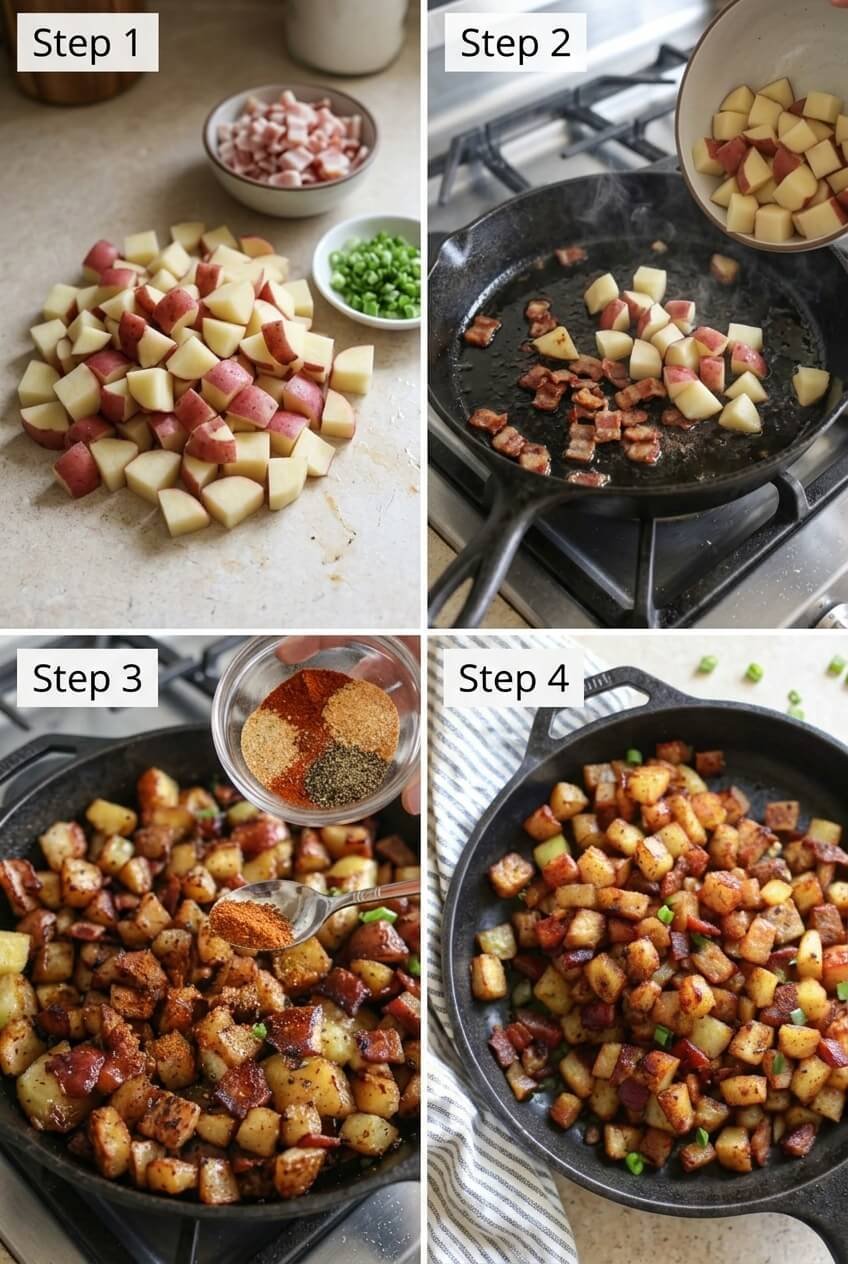 cooking CRISPY BANGIN' BREAKFAST POTATOES step by step