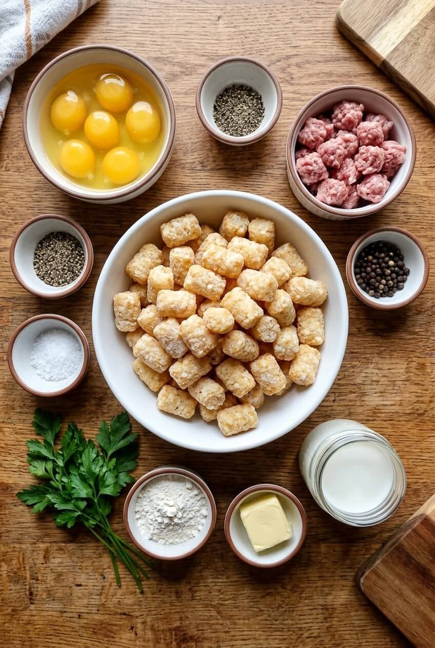 ingredients for Tater Tot Breakfast Bowls