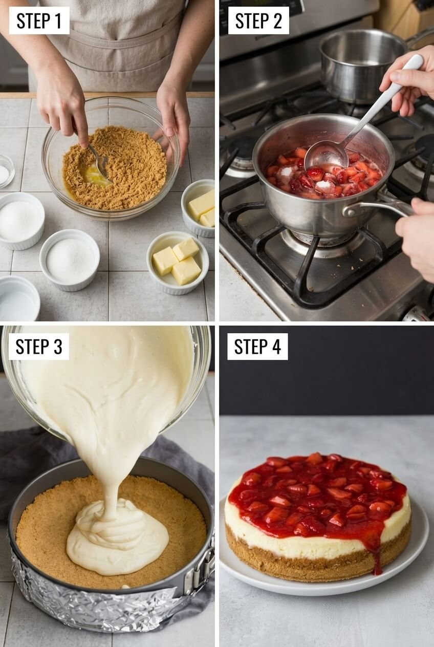 cooking Strawberry Cheesecake step by step