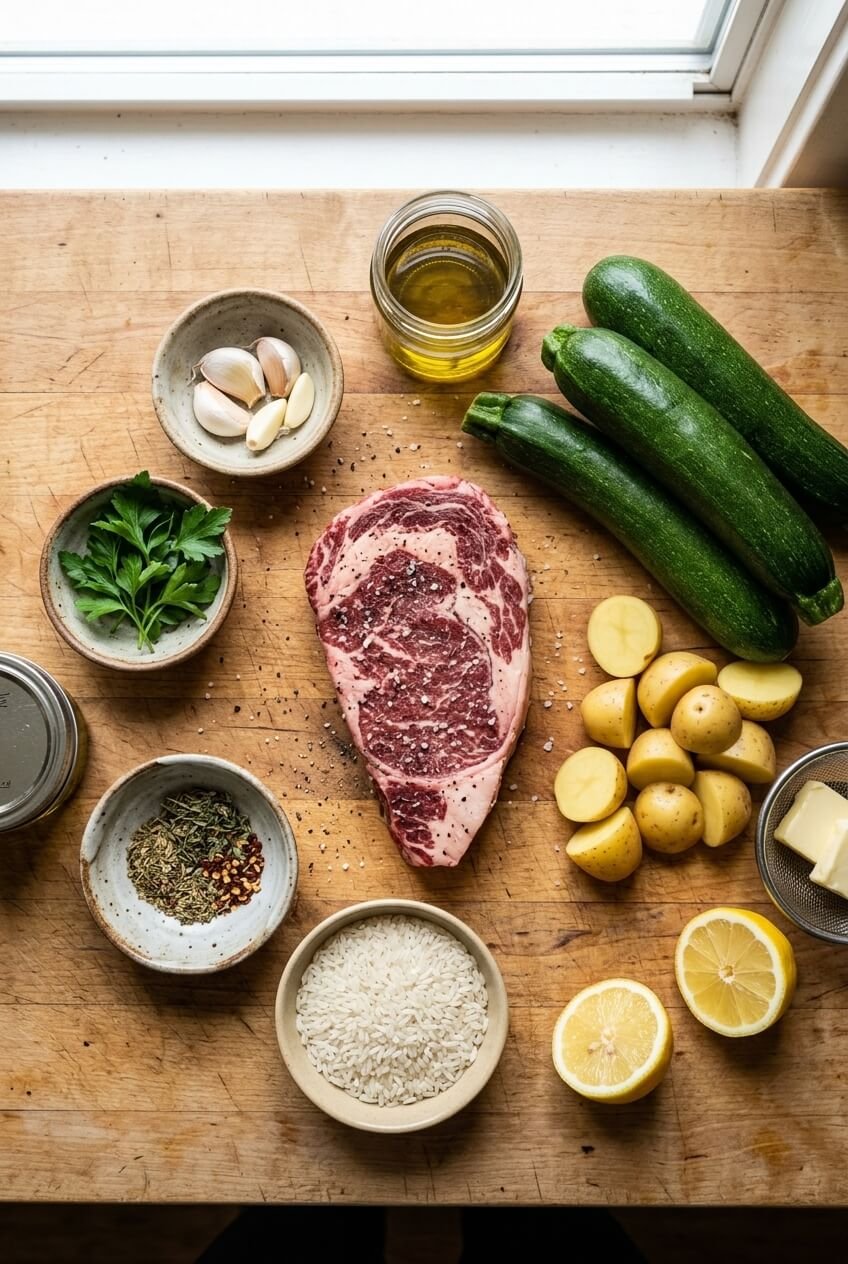 ingredients for Steak Bowl Zucchini