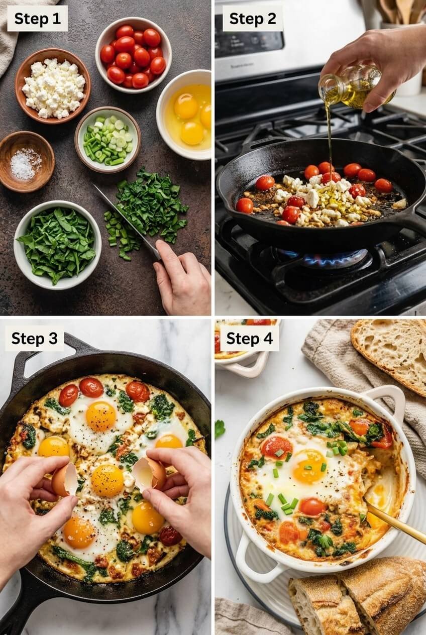 cooking Crispy Baked Feta Eggs step by step