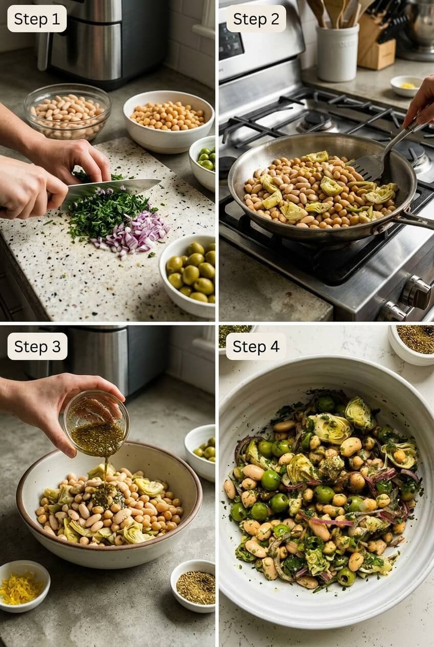cooking Marinated Za’atar Bean Salad step by step