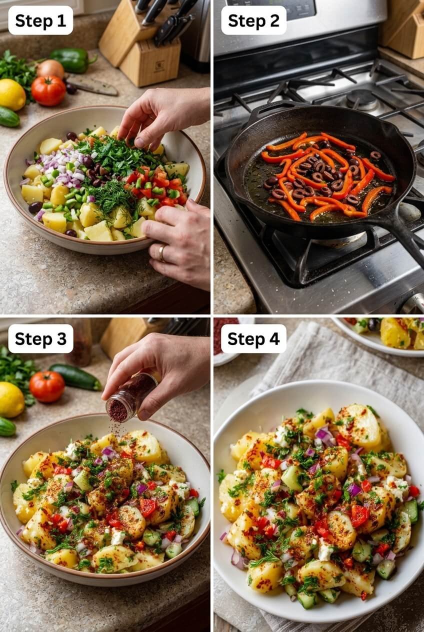 cooking Turkish Potato Salad step by step
