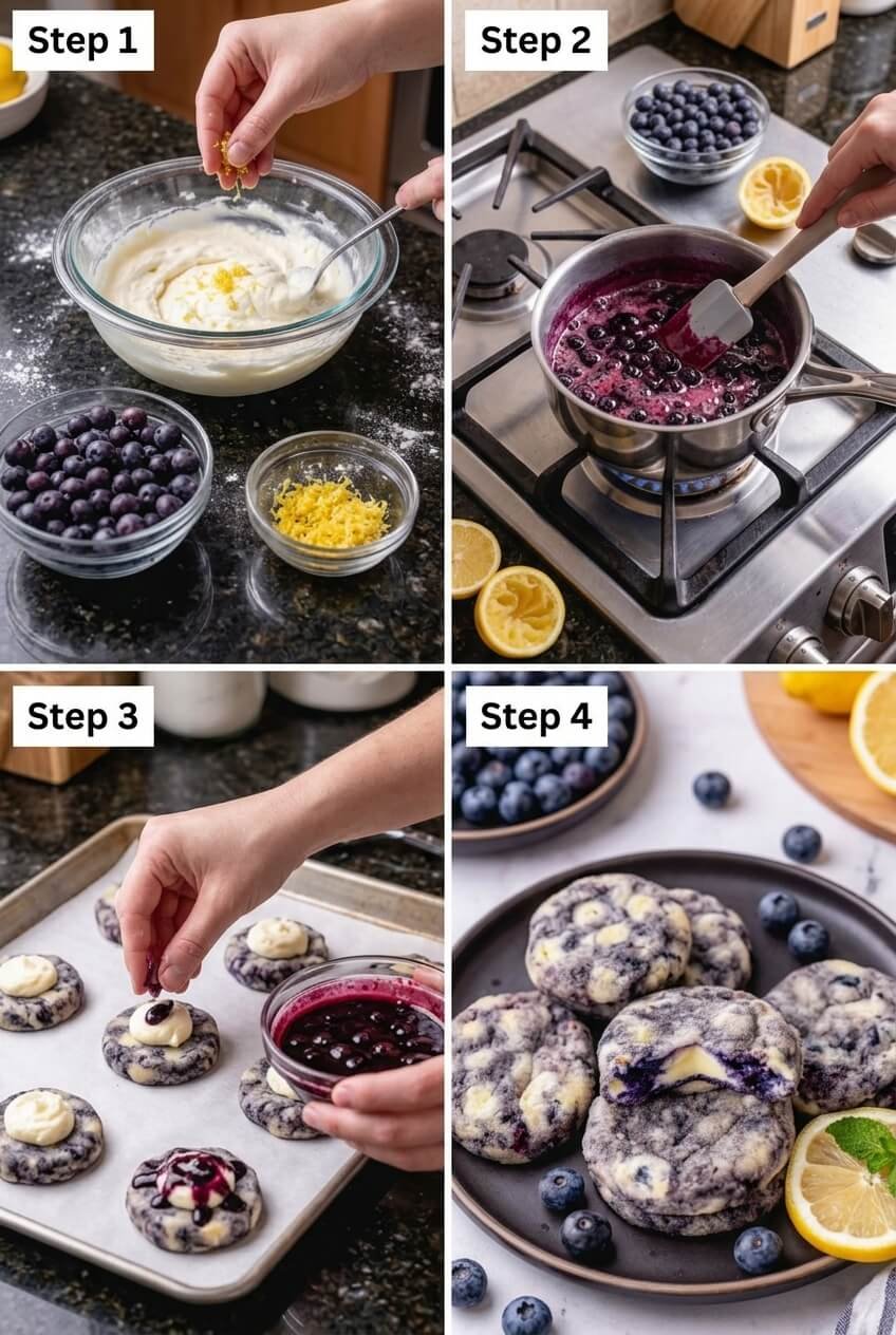 cooking Lemon Blueberry Cheesecake Cookies step by step
