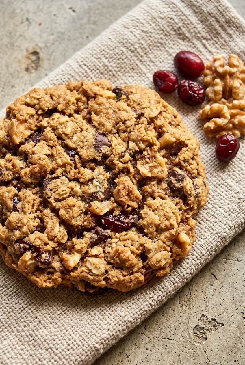 big and chewy oatmeal cookies recipe - Big and Chewy Oatmeal Cookies served in a white bowl overhead view