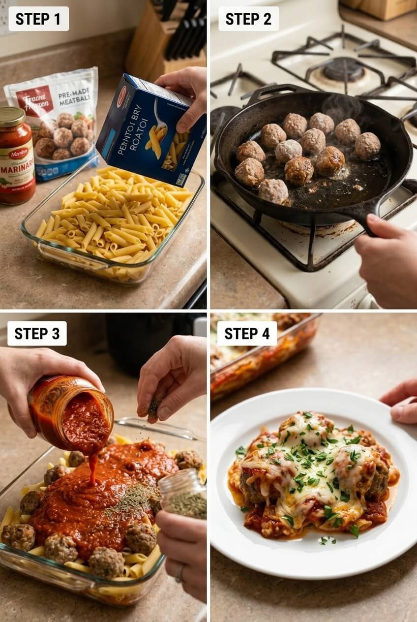 cooking Dump and Bake Meatball Casserole step by step