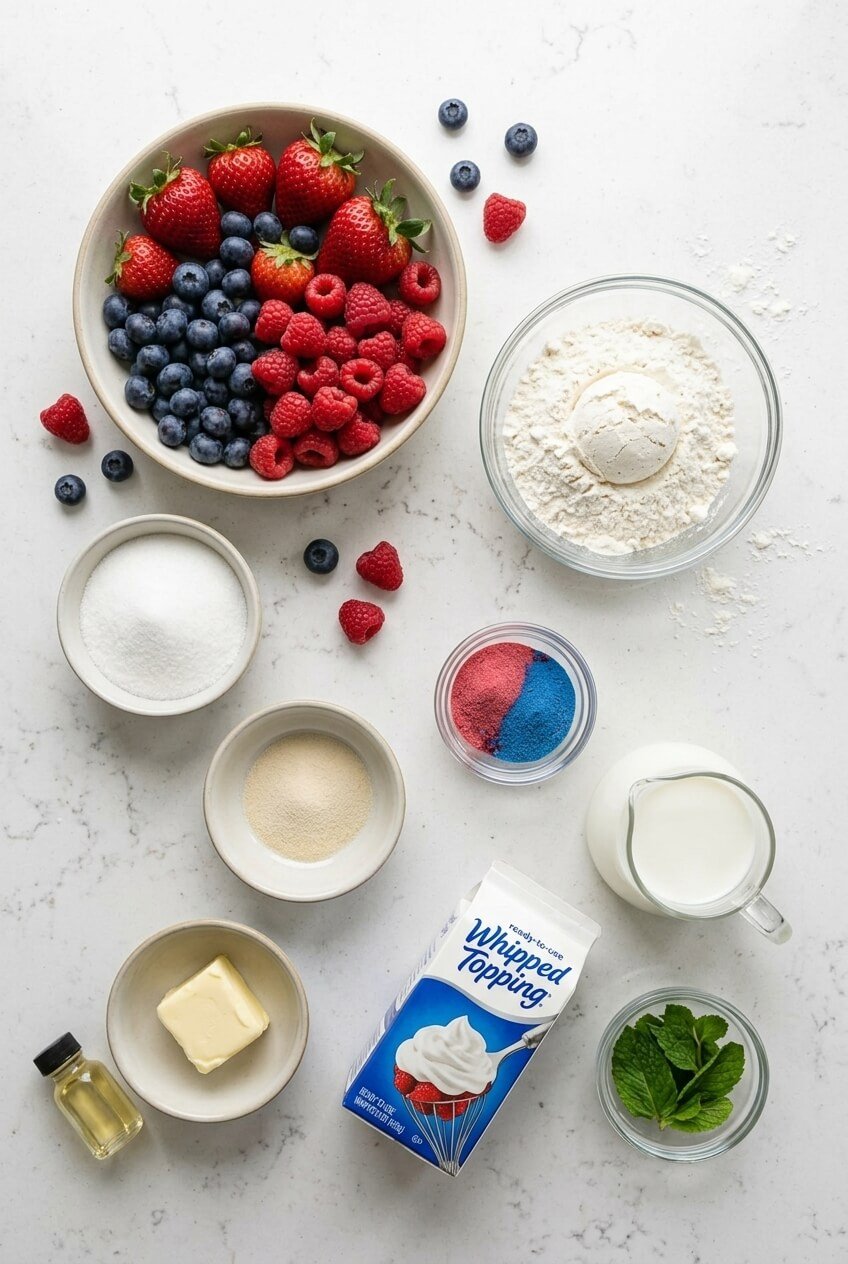ingredients for Summer Berry Poke Cake