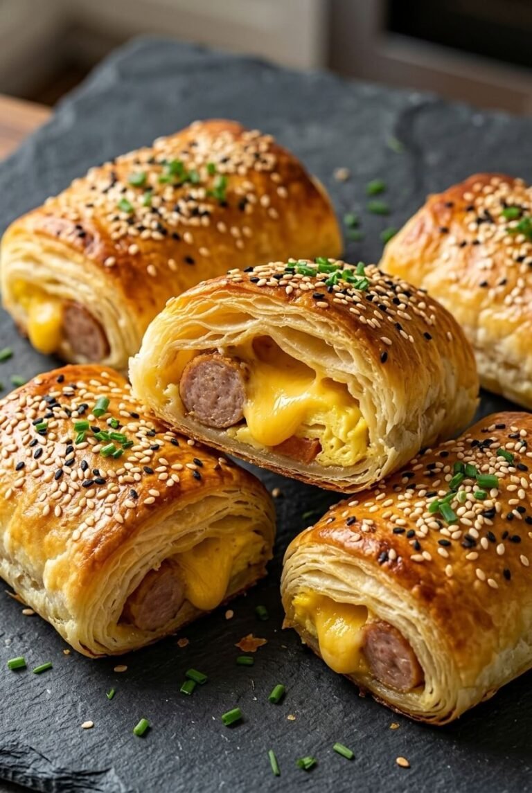 sausage egg breakfast roll-ups recipe - Sausage Egg Breakfast Roll-Ups served in a white bowl overhead view