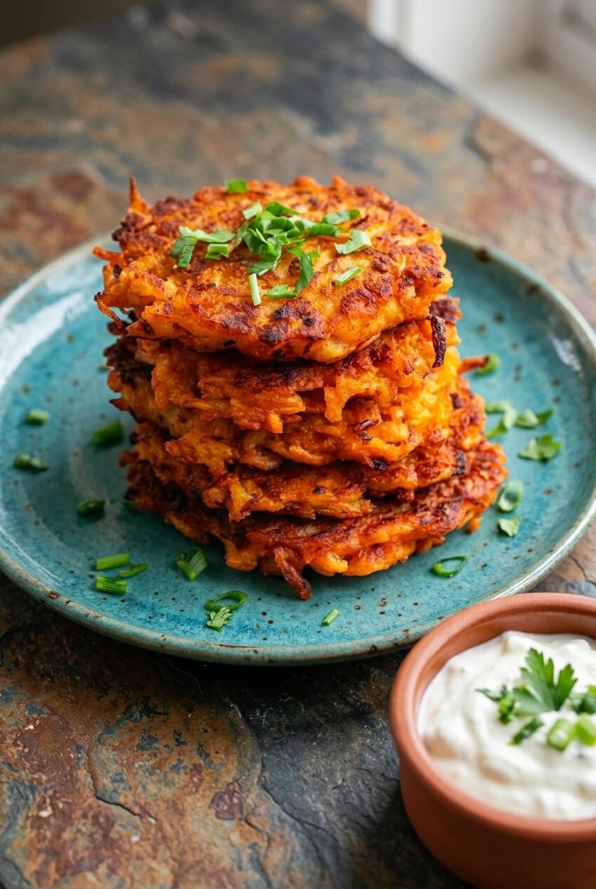 sweet potato hash browns recipe - Sweet Potato Hash Browns served in a white bowl overhead view