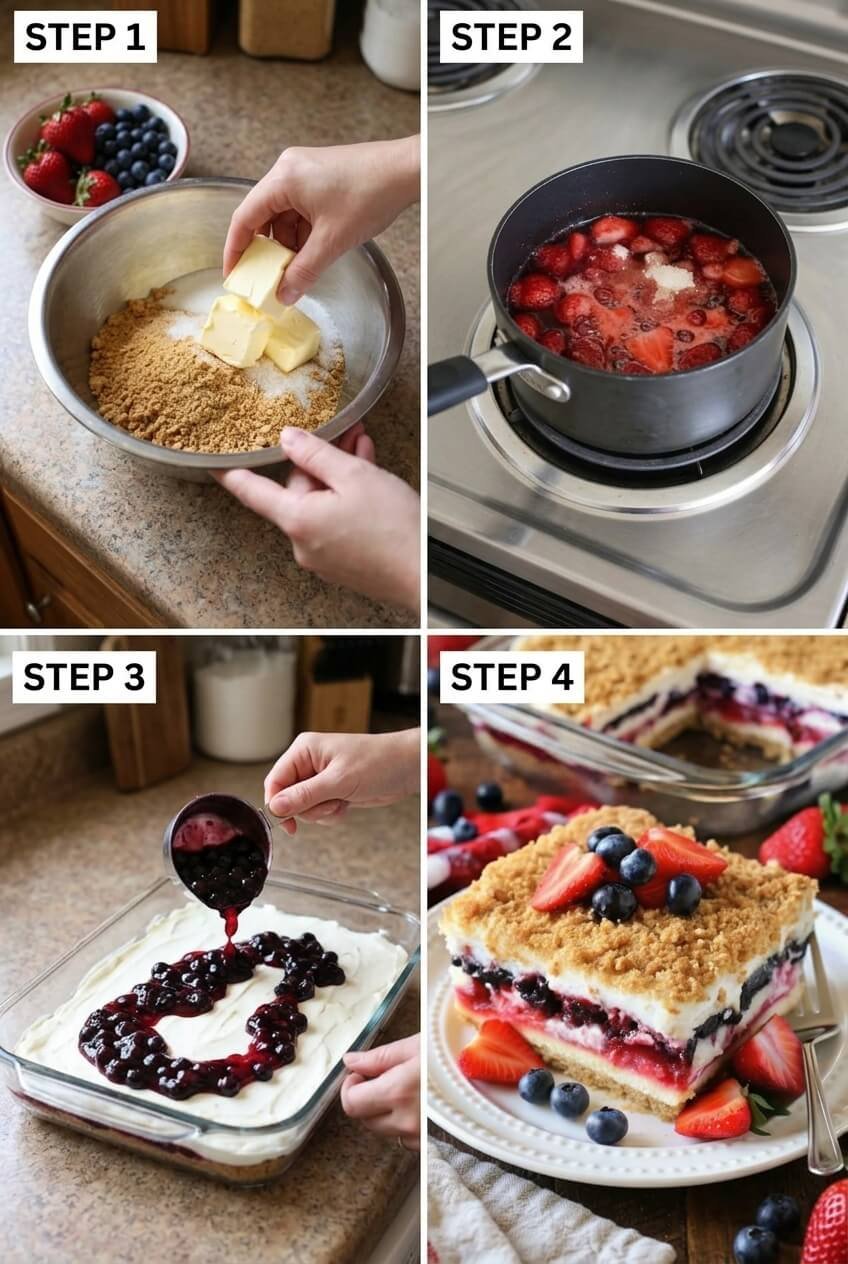 cooking Red White and Blue Mixed Berry Yum Yum step by step