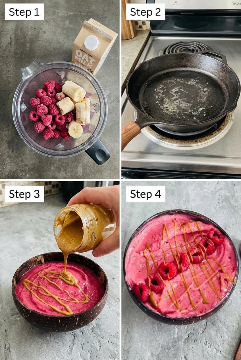 cooking Raspberry Smoothie Bowl step by step