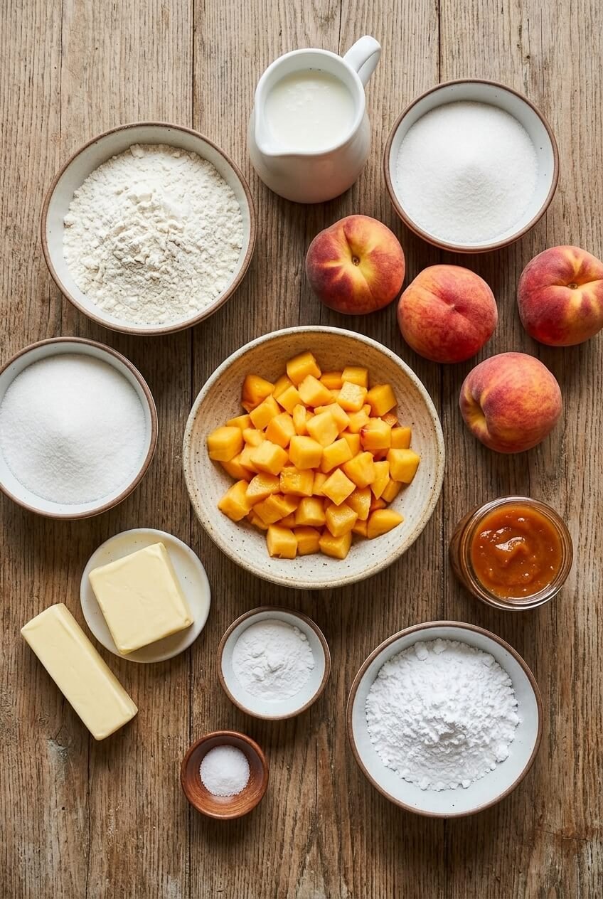 ingredients for Peach Butter Swim Biscuits