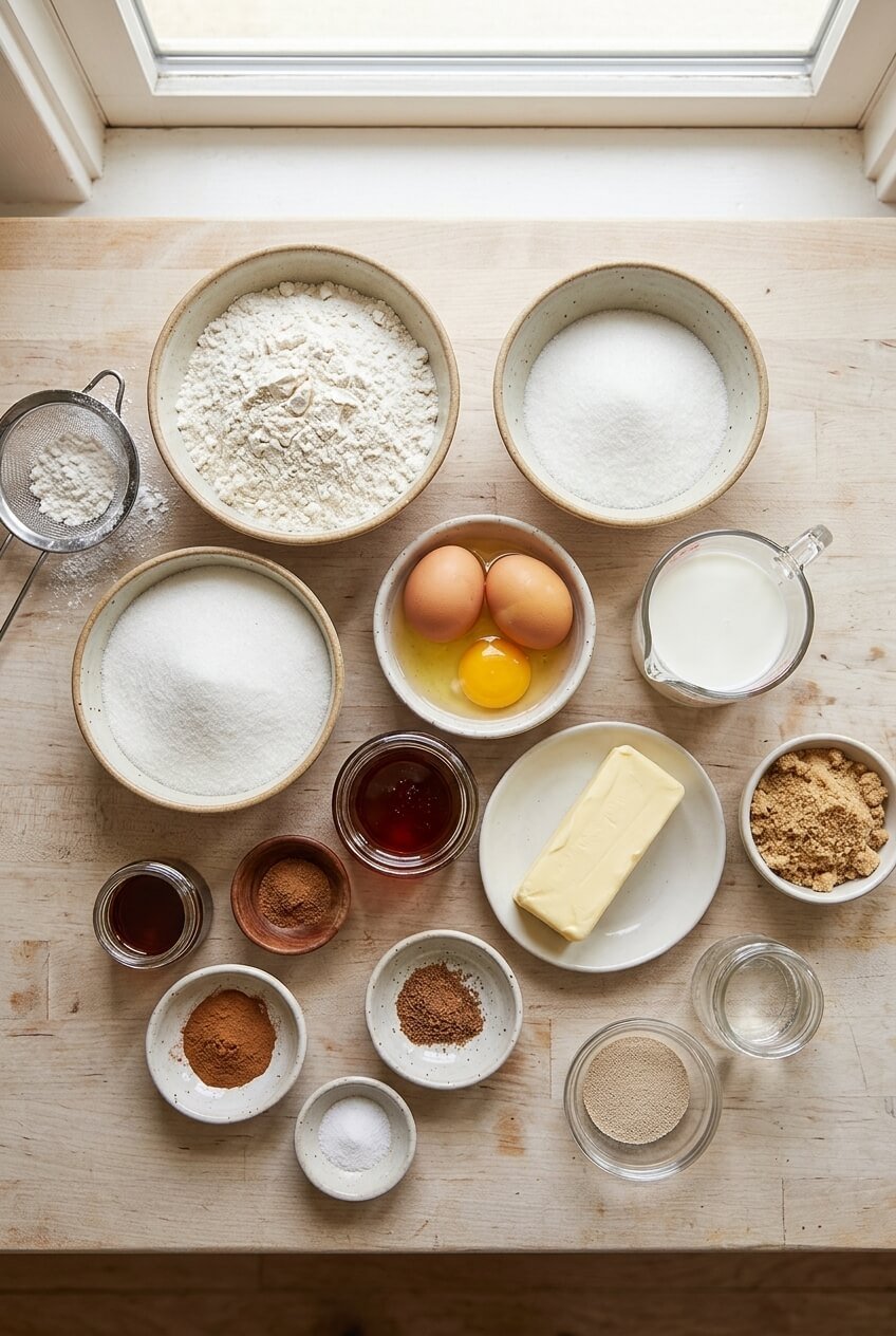 ingredients for Maple Donut Bars