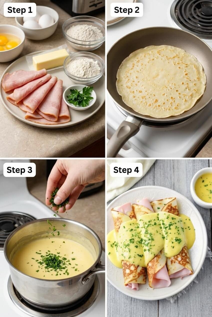 cooking Savory Breakfast Crepes step by step