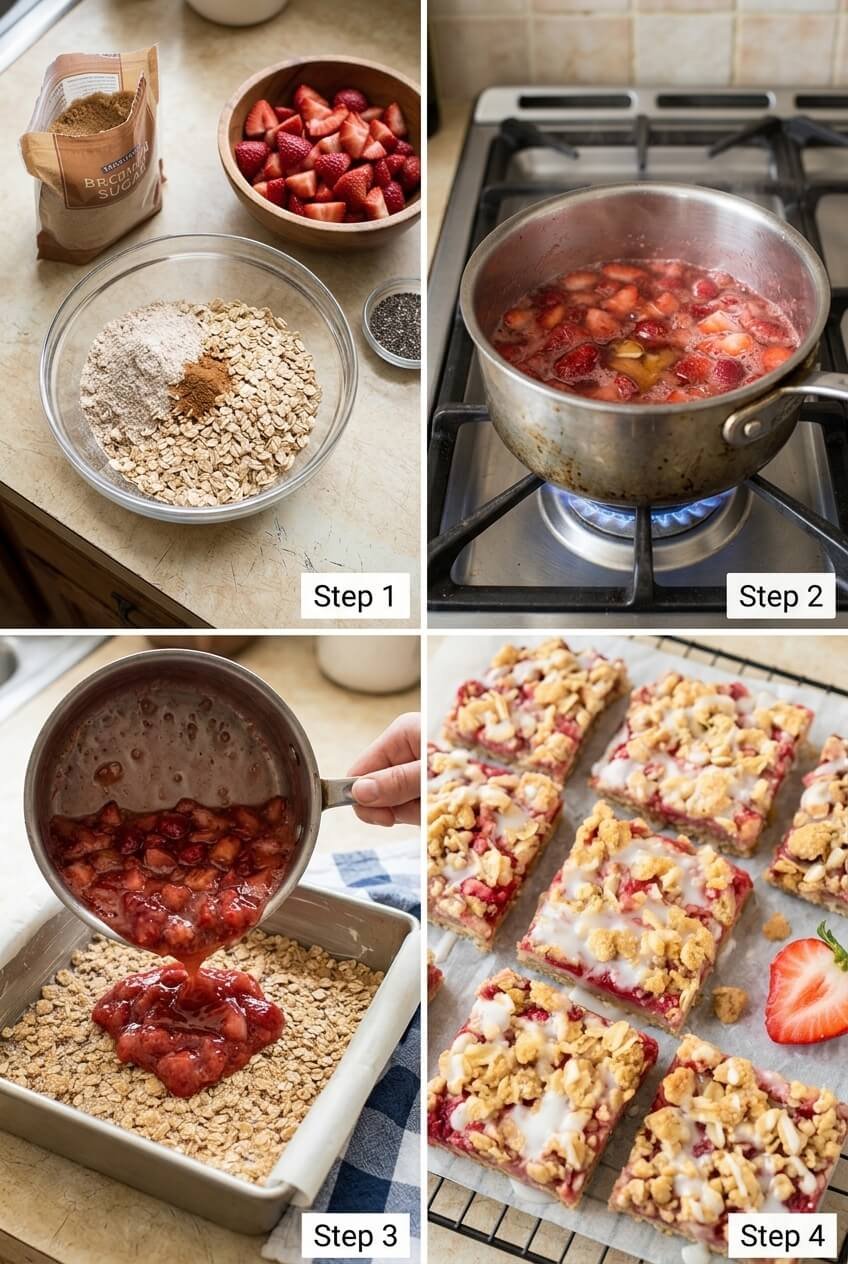 cooking Healthy Strawberry Oatmeal Bars step by step
