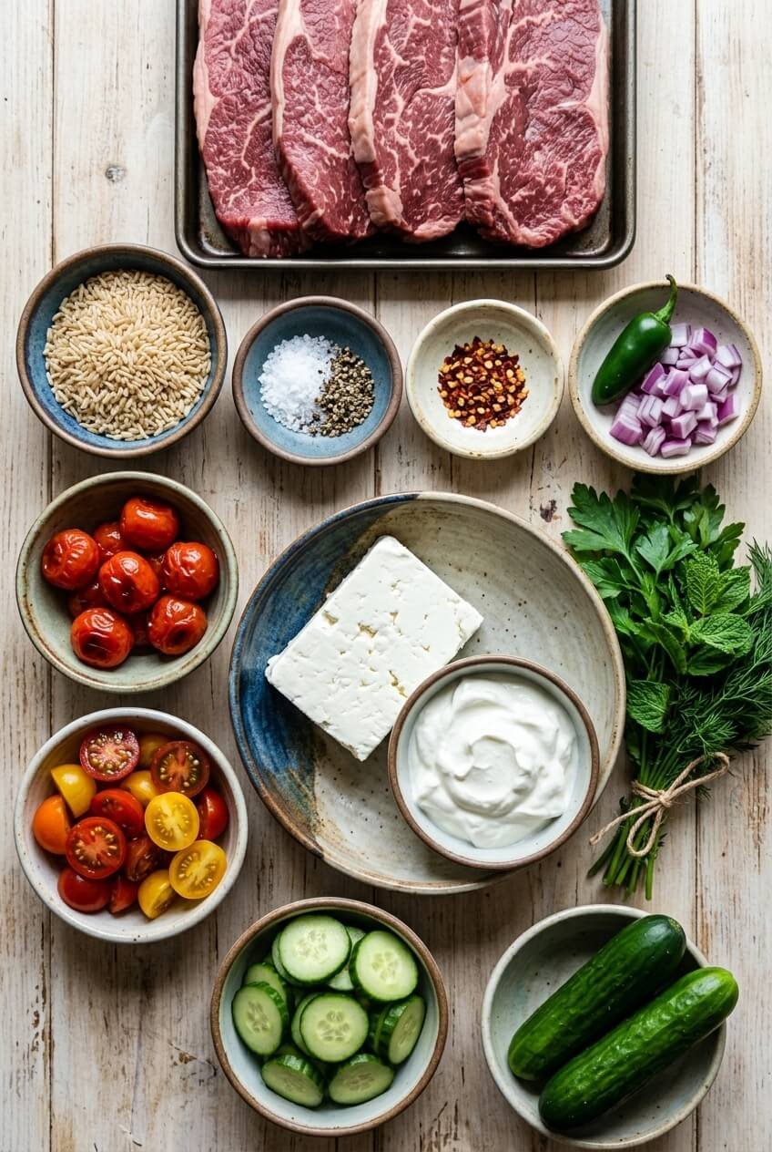 ingredients for Mediterranean Steak Bowl Recipe