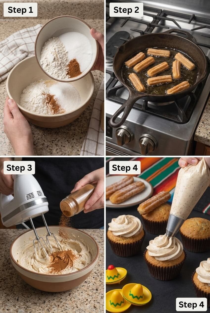 cooking Cinco de Mayo Churro Cupcakes step by step