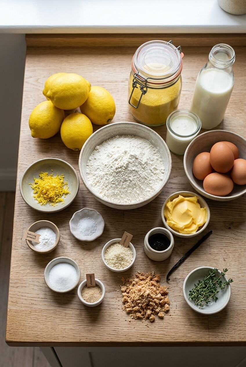 ingredients for Refreshing Italian Lemon Custard Cake