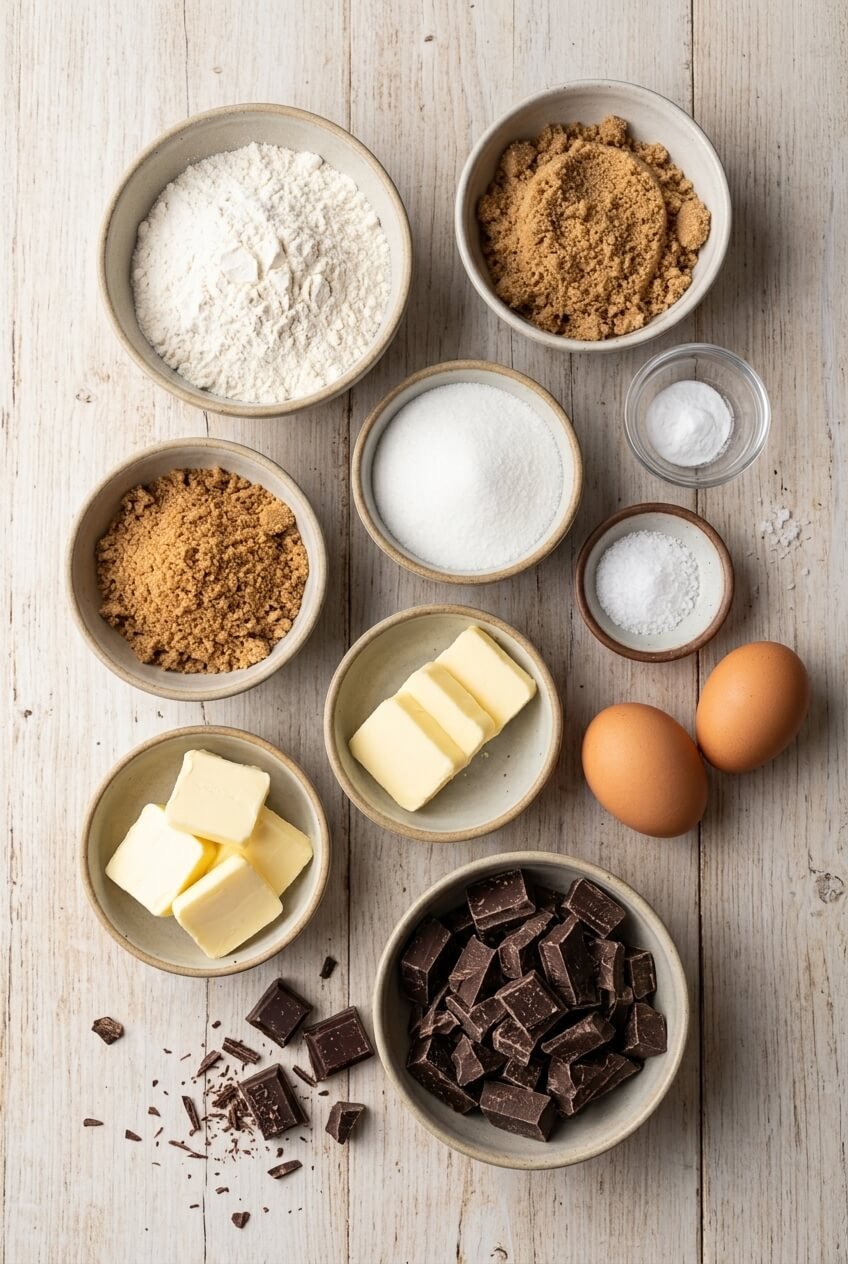 ingredients for Jacques Torres Chocolate Chip Cookies