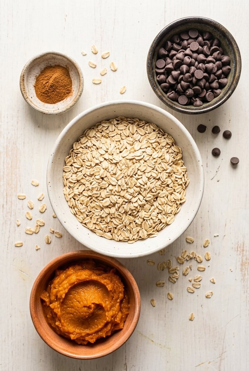 ingredients for 3-ingredient healthy pumpkin oat cookies