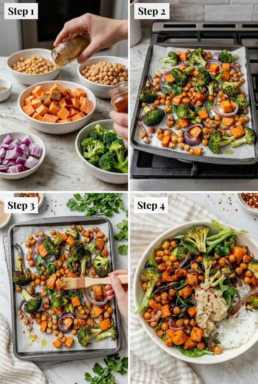 cooking Sweet Potato Chickpea Sheet Pan Dinner step by step