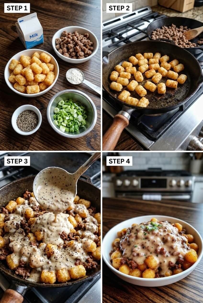 cooking Tater Tot Breakfast Bowls step by step