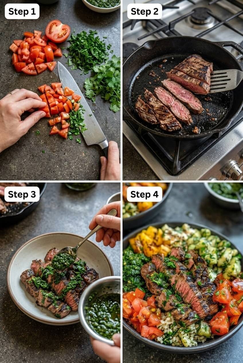 cooking Mediterranean Steak Bowl step by step