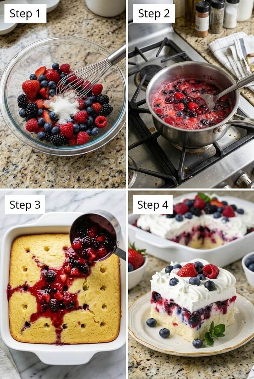 cooking Summer Berry Poke Cake step by step