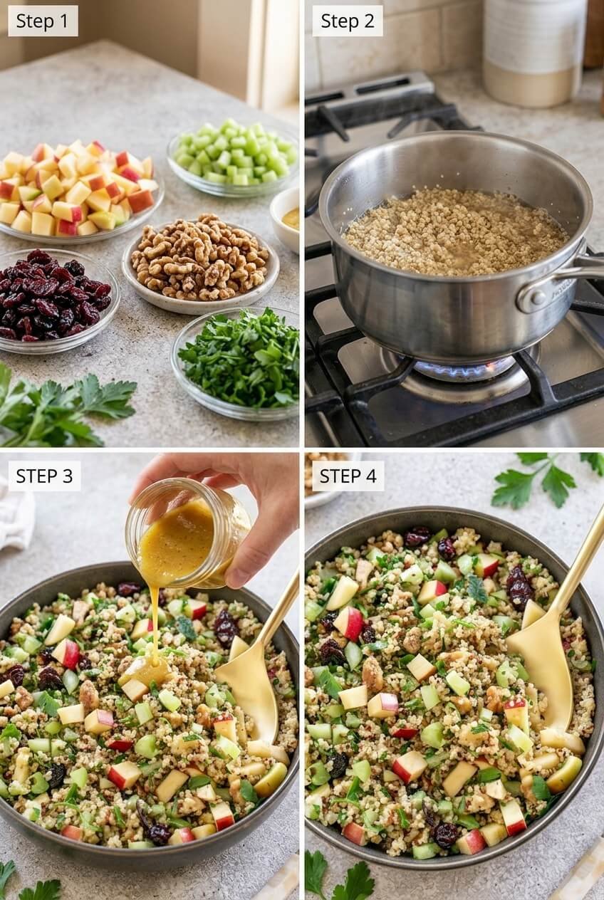 cooking CRANBERRY APPLE QUINOA SALAD step by step