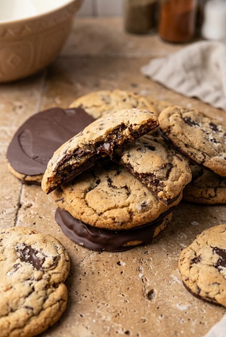 jacques torres chocolate chip cookies recipe - Jacques Torres Chocolate Chip Cookies served in a white bowl overhead view