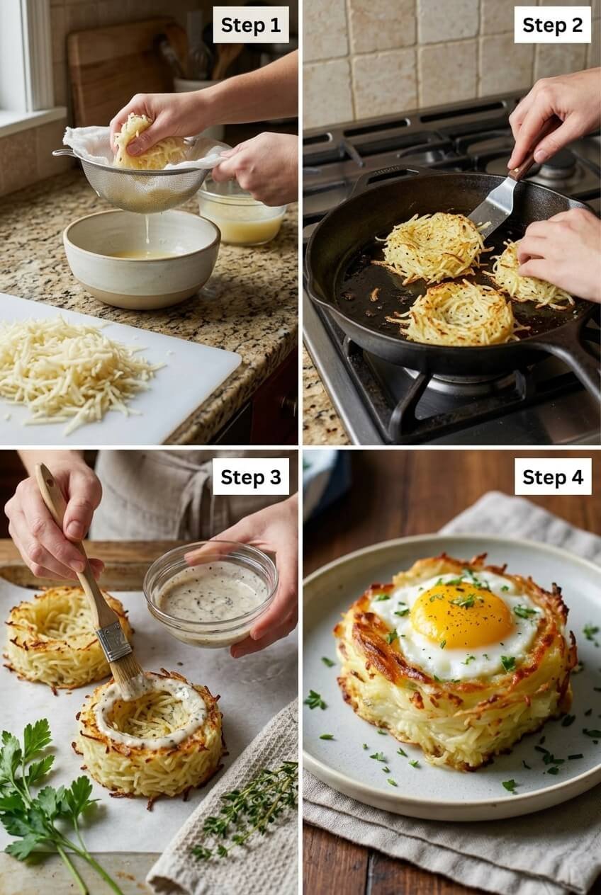 cooking Elegant Baked Eggs Napoleon step by step