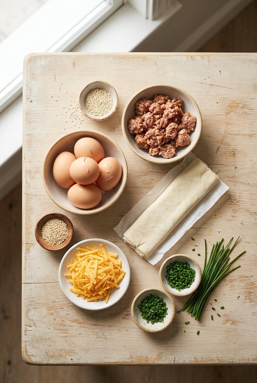 ingredients for Sausage Egg Breakfast Roll-Ups