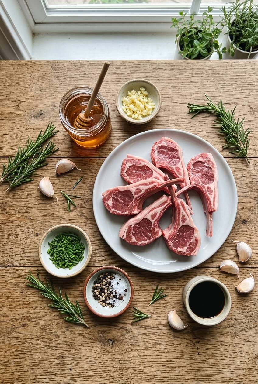 ingredients for Honey Garlic Glazed Lamb Chops