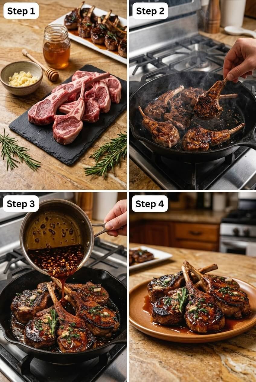 cooking Honey Garlic Glazed Lamb Chops step by step