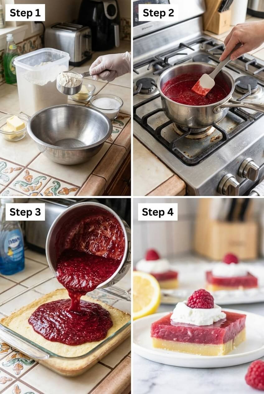 cooking Tangy Lemon Raspberry Bars step by step