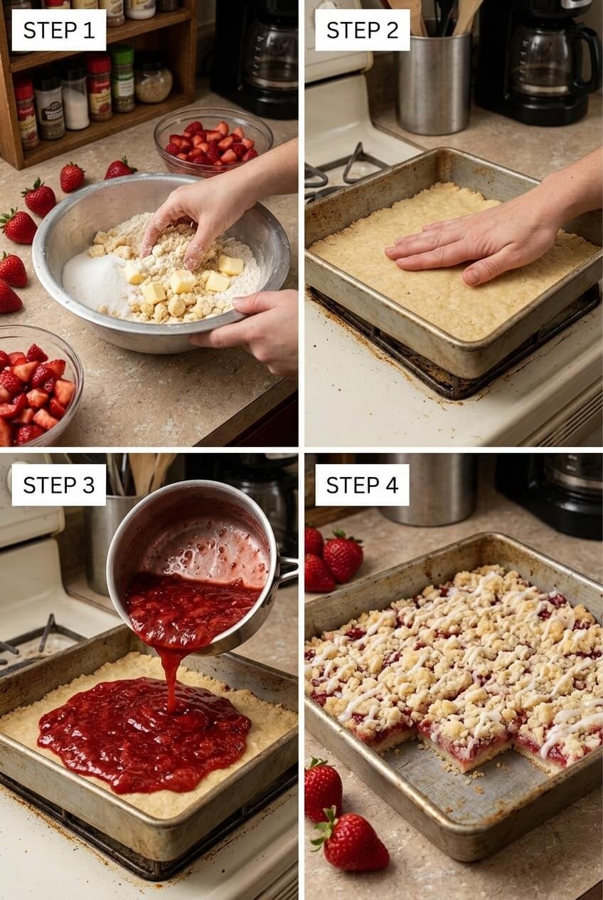 cooking Strawberry Shortcake Bars step by step