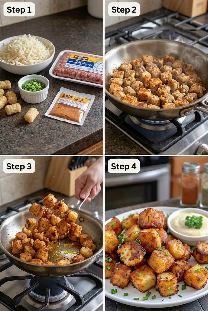 cooking Crispy Hashbrown Sausage Bites step by step