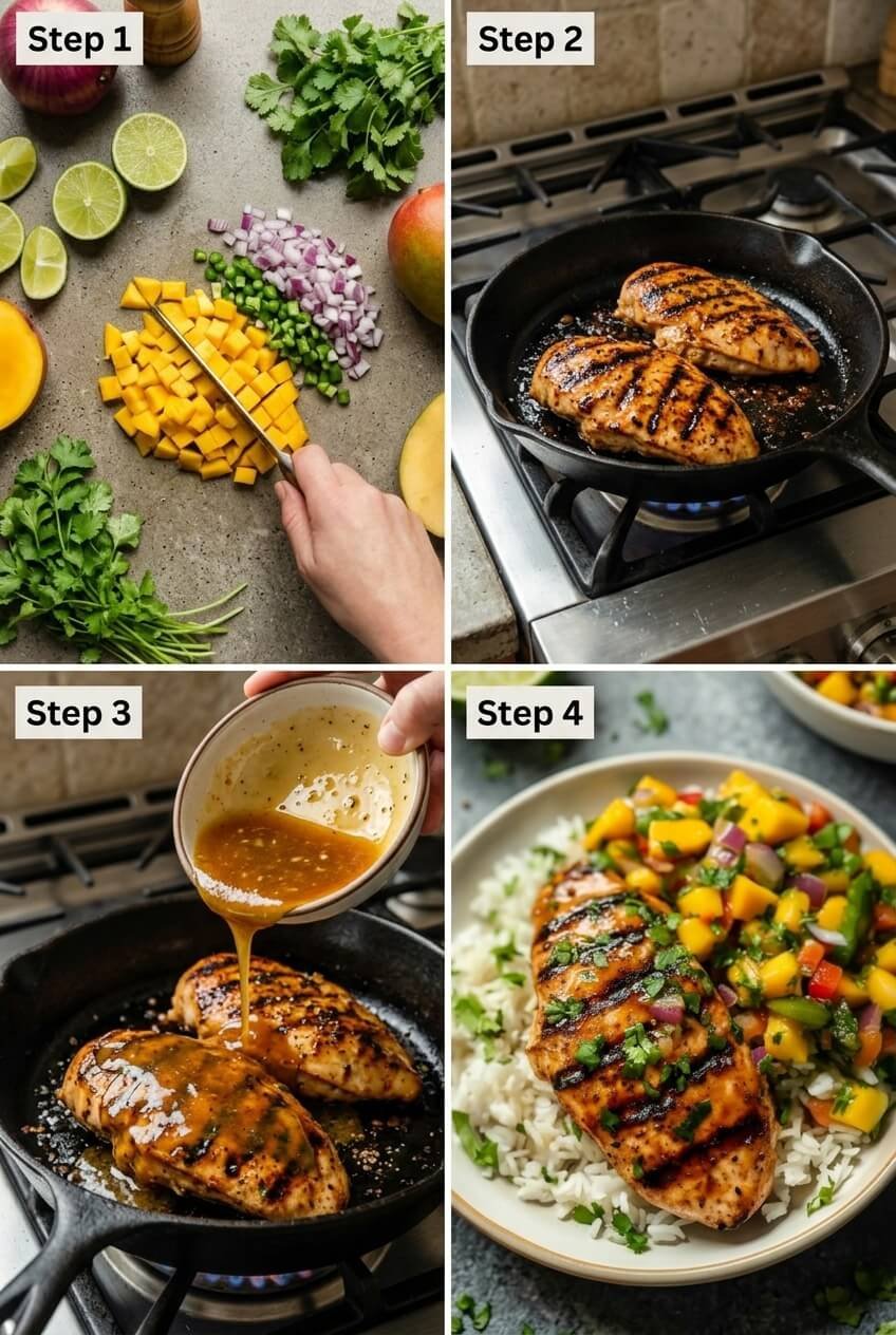 cooking Honey Lime Chicken with Mango Salsa step by step