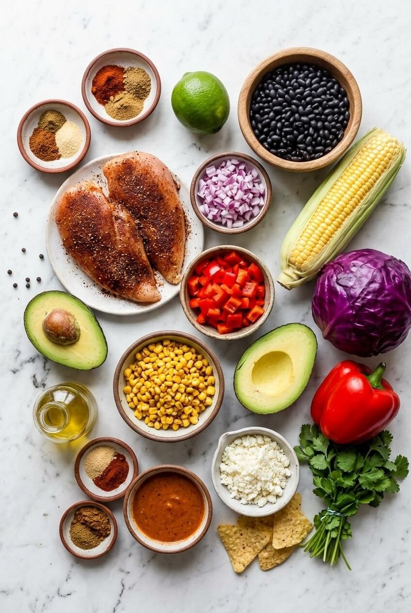 ingredients for Chipotle Chicken Chopped Salad