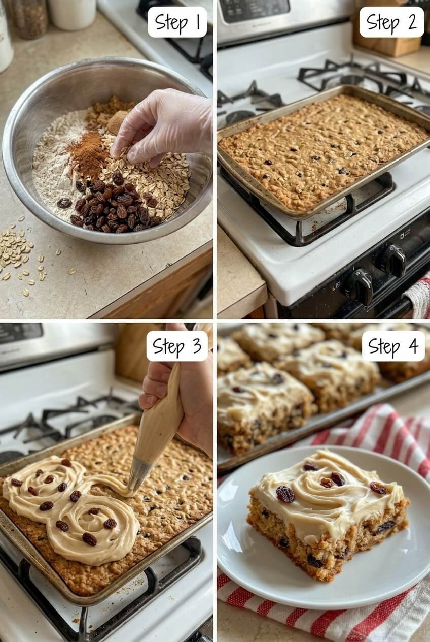 cooking Oatmeal Raisin Cookie Bars step by step