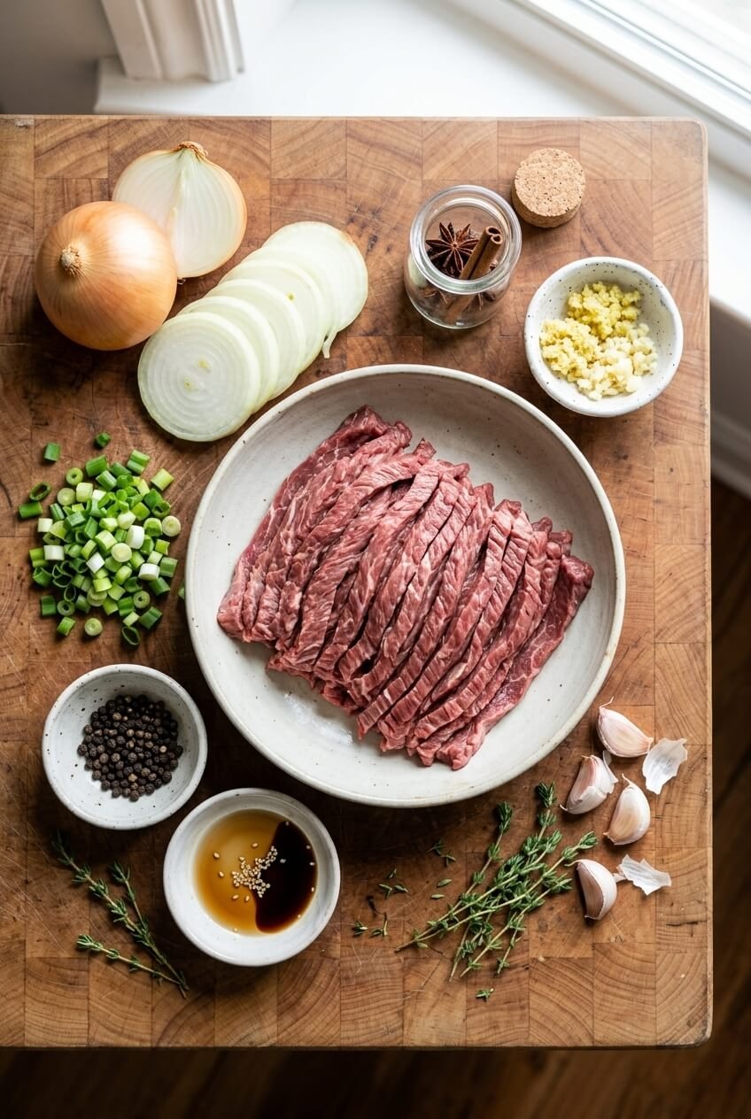 ingredients for Bœuf Sauté aux Oignons