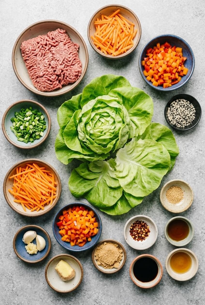 ingredients for beef lettuce wraps