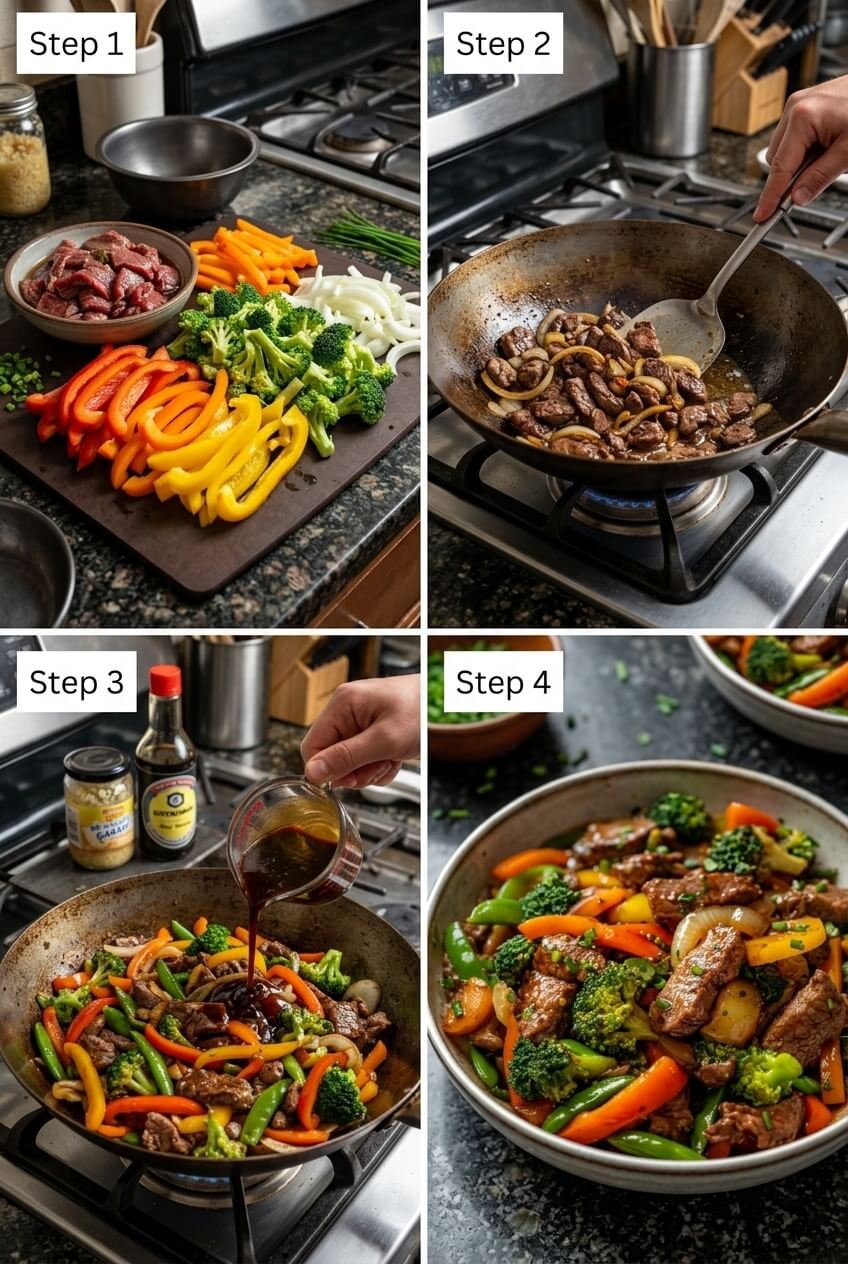 cooking Beef Stir Fry with Vegetables step by step