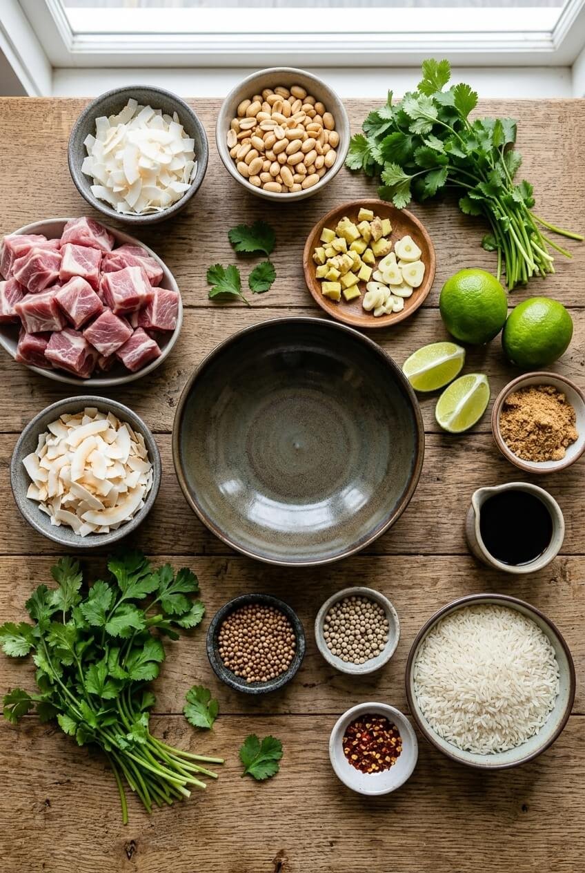 ingredients for Ginger Lime Pork with Coconut Rice