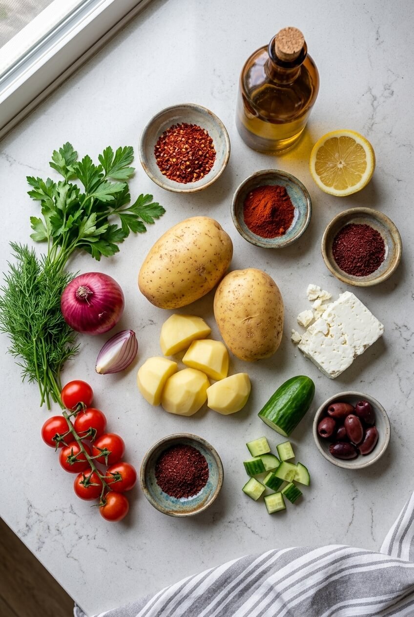 ingredients for Turkish Potato Salad