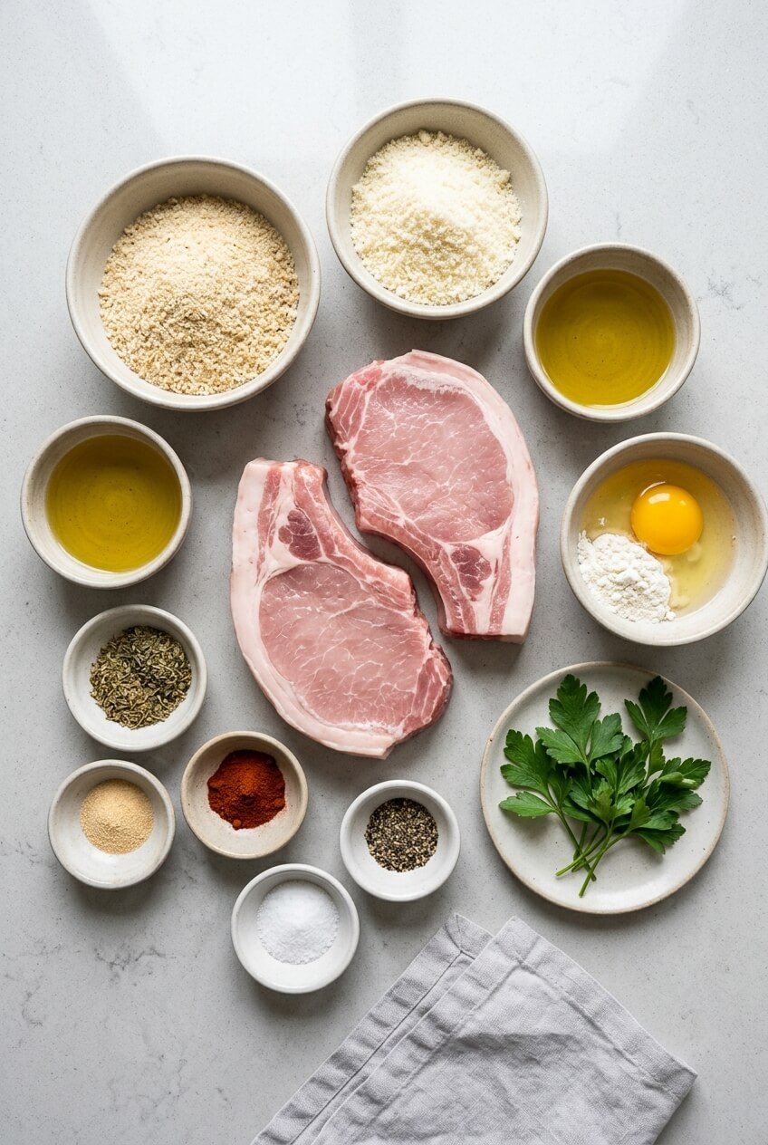 ingredients for Parmesan Baked Pork Chops